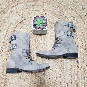 Allsaints Spitalfields Mad Max Damisi Leather Adjustable Combat Boots sz 39